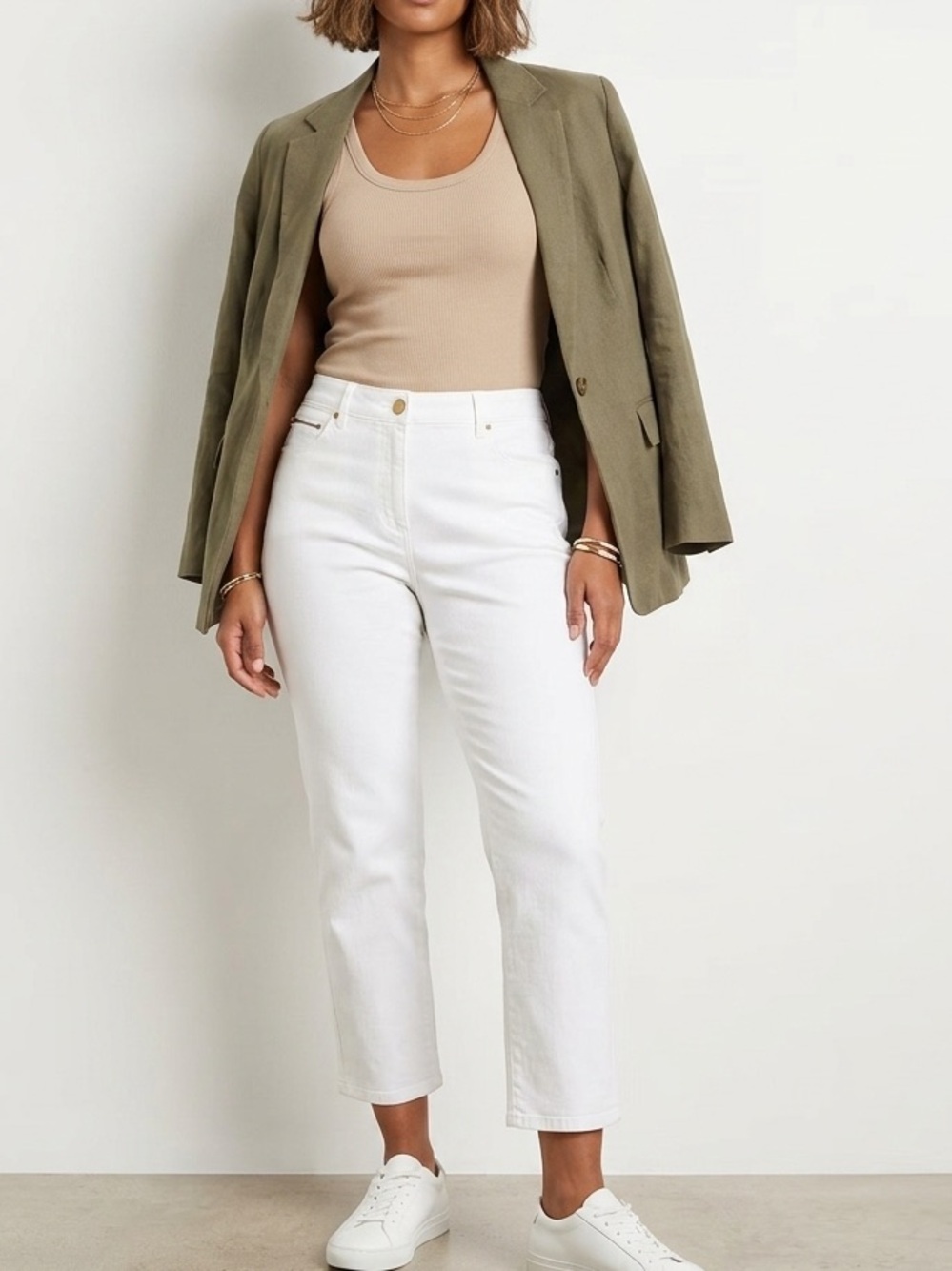 ✨ CHICOS White Denim Pants 🤍 Classic Straight Leg Casual Trousers lResort wear❤️